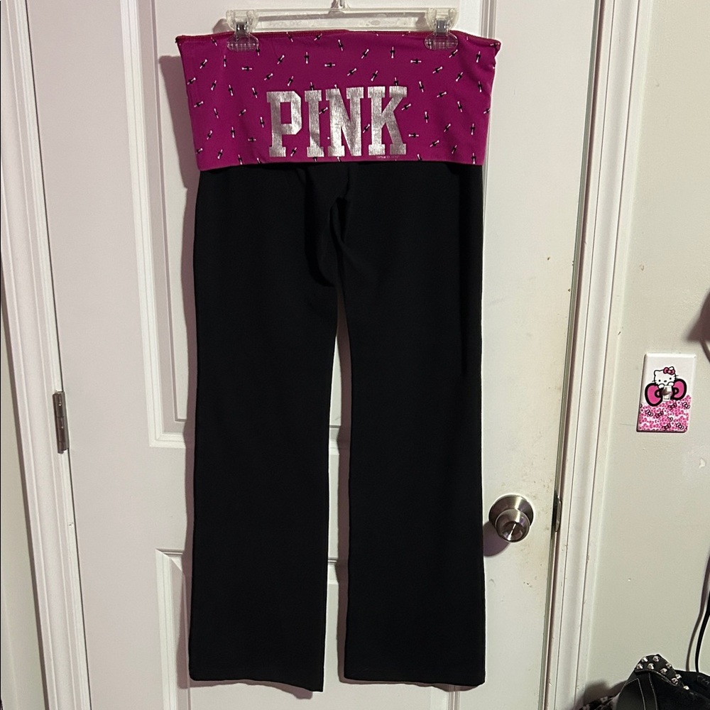 PINK vs fold over flare yoga pants